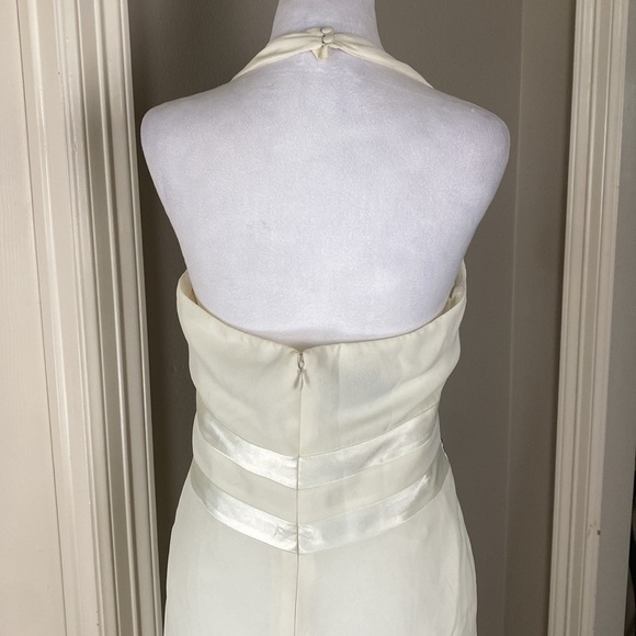 Evan Picone White Halter Beaded Cocktail Party Midi Dress size 8 - Picture 5 of 9